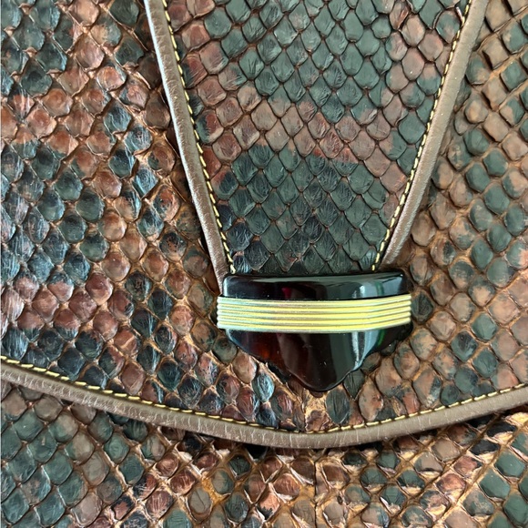 Vintage 1960’s Brown Snake Print Women's Bag - Picture 3 of 9